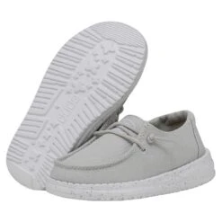 Wendy Toddler Slub Canvas - Light Grey -Heydude 40144 007 WENDYTODDLERSLUBCANVAS LIGHTGREY PAIRBOTTOM